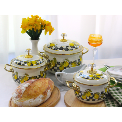 Каструля емальована "SICILY" Elmani з кришкою, 1,5л, 14см