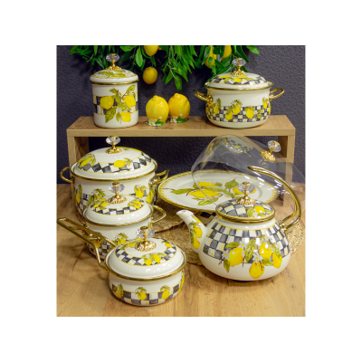 Каструля емальована "SICILY" Elmani з кришкою, 1,5л, 14см
