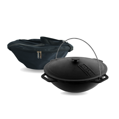 Казан чавунний азіатський 10 л з кришкою та триногою та чохлом