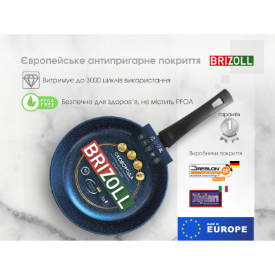 Сковорода 28 см з антипригарним покриттям GALAXY зі скляною кришкою