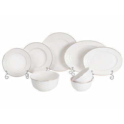 Столовий набір 23 предмети «Хвиля» із золотом