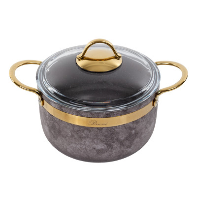 Каструля Brioni антипригарна Royal Stone Sandstone gold 20 см, 3 л