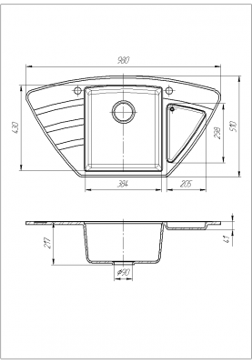 Кухонна мийка Romzha Jorum 98B Seda (601)