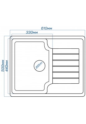 Кухонна мийка Romzha Klasicky 61 Seda (602)