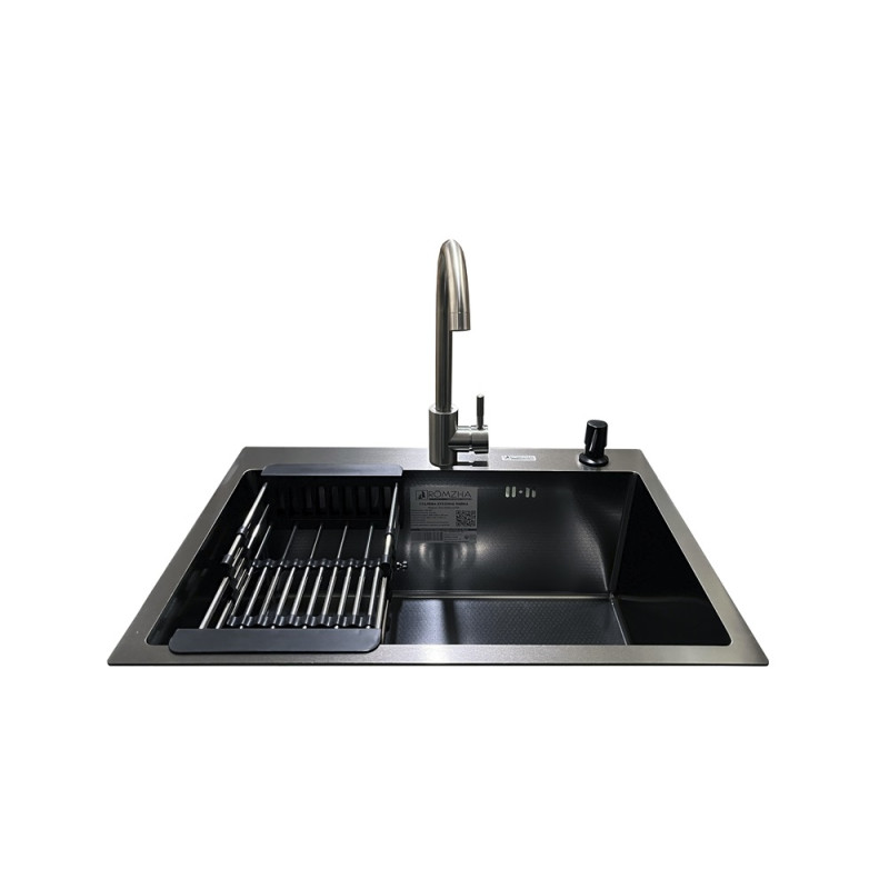 Комплект мийка + змішувач + дозатор Romzha Arta Carbon U-550 Space Gray (A)