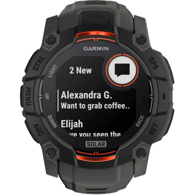 Смарт-годинник Garmin Instinct 3 50mm Solar Black with Charcoal Silicone Band (010-02935-40)