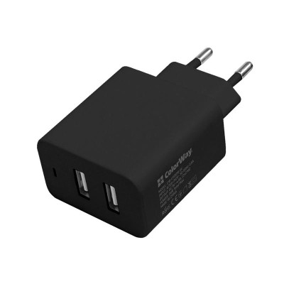 Мережевий зарядний пристрій ColorWay AutoID (2USBx2.4A) Black (CW-CHS016-BK) Мережевий зарядний пристрій ColorWay AutoID (2USBx2.4A) Black (CW-CHS016-BK)