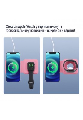 Бездротовий зарядний пристрій ColorWay MagSafe Duo Charger 15W for iPhone Pink (CW-CHW32Q-P)