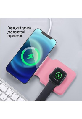 Бездротовий зарядний пристрій ColorWay MagSafe Duo Charger 15W for iPhone Pink (CW-CHW32Q-P)