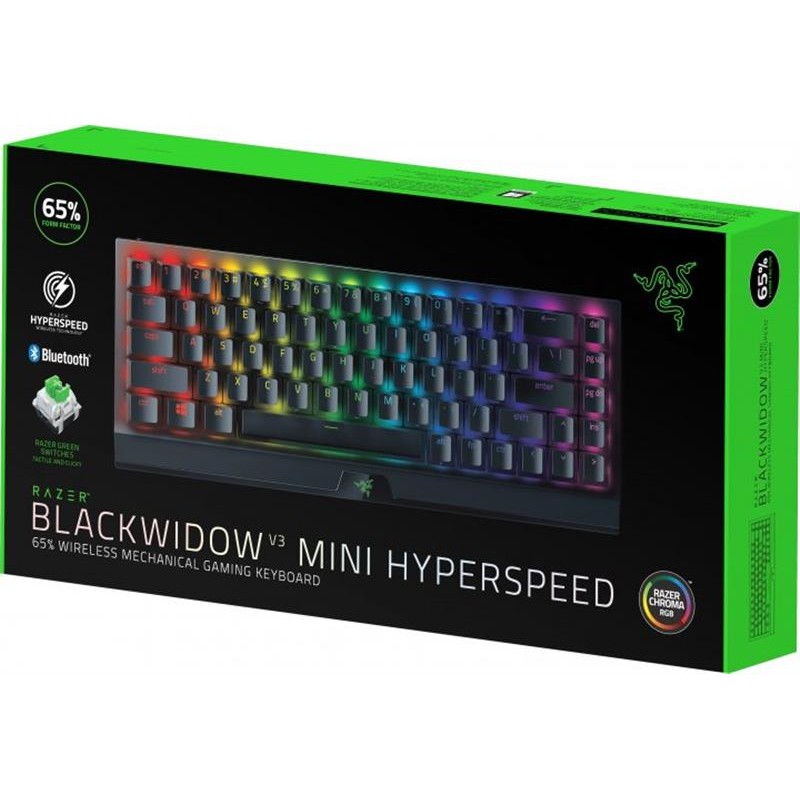 Клавіатура бездротова Razer BlackWidow V3 Mini Hyperspeed Green Switch Black (RZ03-03891600-R3R1)