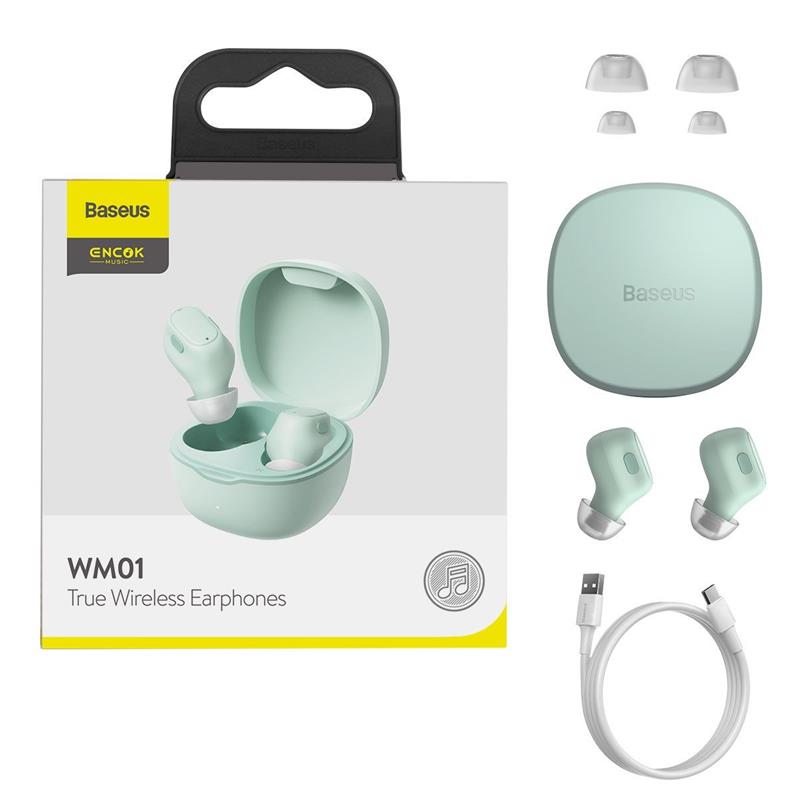 Bluetooth-гарнітура Baseus Encok TWS WM01 Green (NGWM01-06)