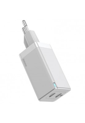 Мережевий зарядний пристрій Baseus GaN2 (2USB, 3A) QC3.0 45W White_EU (CCGAN-M02) + кабель USB-C