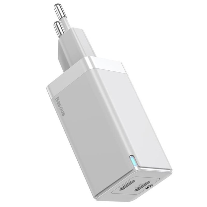 Сетевое зарядное устройство Baseus GaN2 (2USB, 3A) QC3.0 45W White (CCGAN-M02) + кабель USB-C