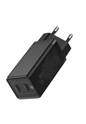 Мережевий зарядний пристрій Baseus GaN2 (2USB, 3A) QC3.0 45W Black_EU (CCGAN-M01) + кабель USB-C