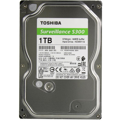 Накопичувач HDD SATA 1.0TB Toshiba Surveillance S300 5700rpm 64MB (HDWV110UZSVA)