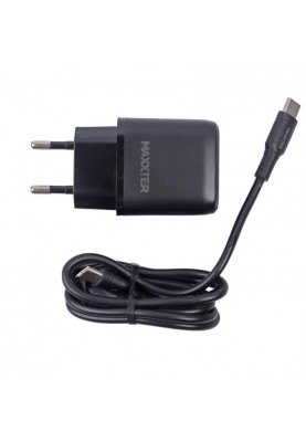 Мережевий зарядний пристрій Maxxter (2USBх3А) QC3.0 Black (WC-QCPD-CtC-01) + кабель USB Type-C