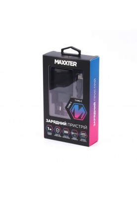 Мережевий зарядний пристрій Maxxter (2USBх3А) QC3.0 Black (WC-QCPD-CtC-01) + кабель USB Type-C