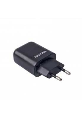 Мережевий зарядний пристрій Maxxter (1USBх2.4А) QC3.0 Black (WC-QC-AtM-01) + кабель microUSB