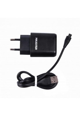 Мережевий зарядний пристрій Maxxter (1USBх2.4А) QC3.0 Black (WC-QC-AtM-01) + кабель microUSB