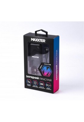 Мережевий зарядний пристрій Maxxter (1USBх2.4А) QC3.0 Black (WC-QC-AtM-01) + кабель microUSB