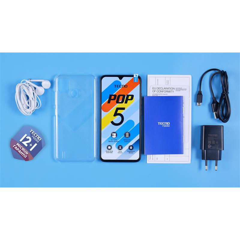 Смартфон Tecno Pop 5 (BD2d) 2/32GB Dual Sim Obsidian Black (4895180775116)