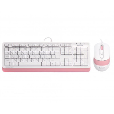 Комплект (клавіатура, мишка) A4Tech F1010 White/Pink USB