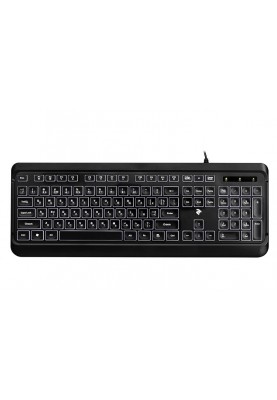 Клавіатура 2E KS120 White Backlight Ukr (2E-KS120UB) Black USB