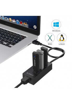 USB-хаб ORICO USB 3.0 3 порти + RJ45 (HR01-U3-V1-BK-BP)