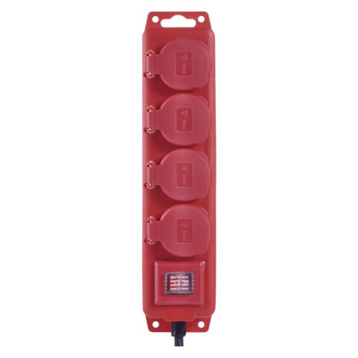 Фільтр живлення Emos (P14251) з вимикачем, 4 розетки, 1.5 мм2, 5м, Red