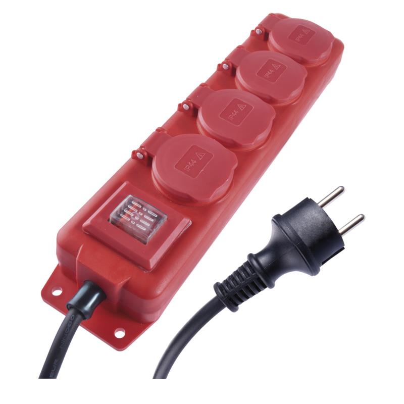 Фильтр питания Emos (P14251) с выключателем, 4 розетки, 1.5 мм2, 5м, Red