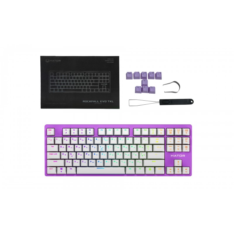 Клавиатура Hator Rockfall EVO TKL Optical Ukr (HTK-633) Lilac USB