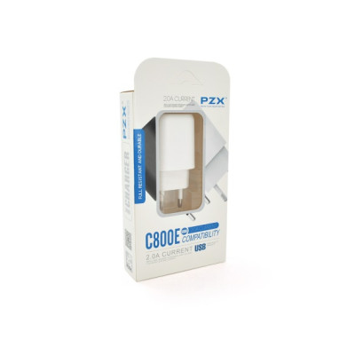 Мережевий зарядний пристрій PZX C800E (1хUSB, 2A) White (YT-C800E/19002)