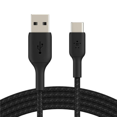 Кабель Belkin Braided USB-USB Type-C, 2м Black (CAB002BT2MBK)