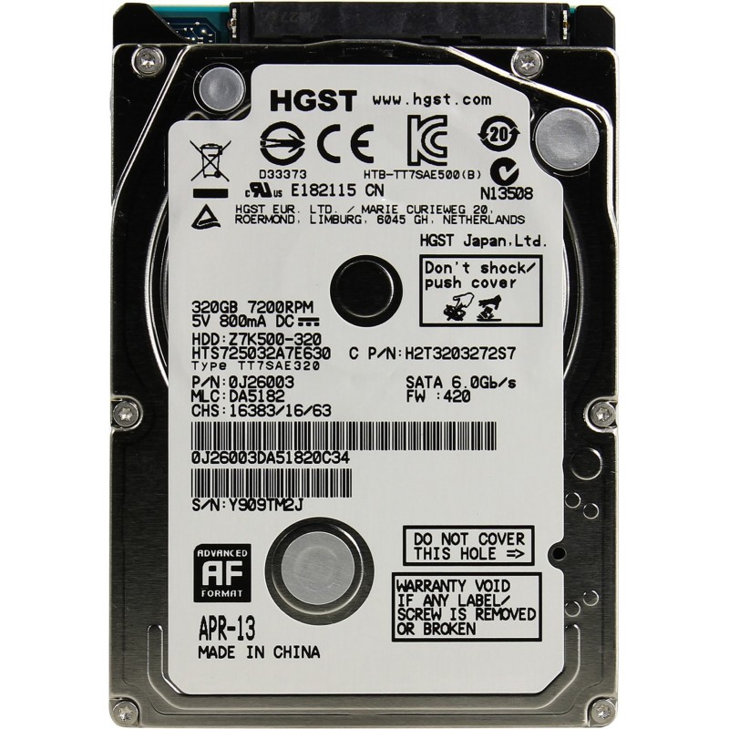 Накопичувач HDD 2.5" SATA  320GB Hitachi (HGST) Travelstar Z7K500 7200rpm 32MB (HTS725032A7E630) Refurbished