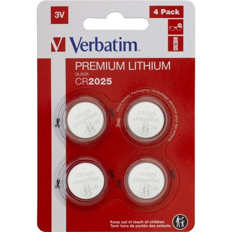 Батарейка Verbatim Premium CR2025 BL 4шт