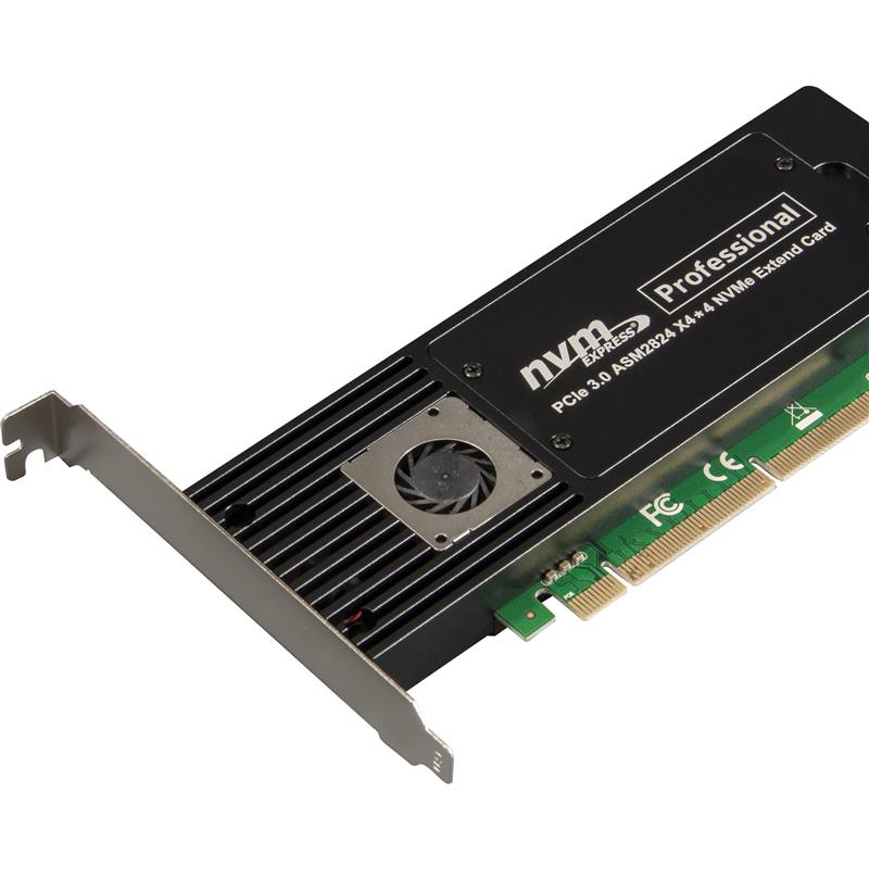 Плата расширения Frime (ECF-PCIEtoSSD014.LP) PCI-E-4хM.2, ASM2824