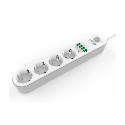 Мережевий фільтр Ldnio (SE4432/19043) 4 розетки, 4 USB, 2 м, White
