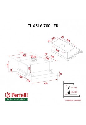 Витяжка Perfelli TL 6316 Full Inox 700 LED
