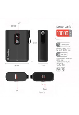 Універсальна мобільна батарея ColorWay Full Power 10000mAh Black (CW-PB100LPK2BK-PDD)