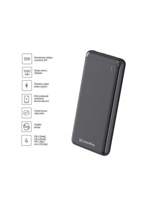 Універсальна мобільна батарея ColorWay Slim 10000mAh Black (CW-PB100LPF2BK)