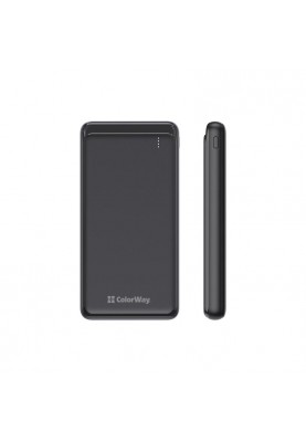 Універсальна мобільна батарея ColorWay Slim 10000mAh Black (CW-PB100LPF2BK)