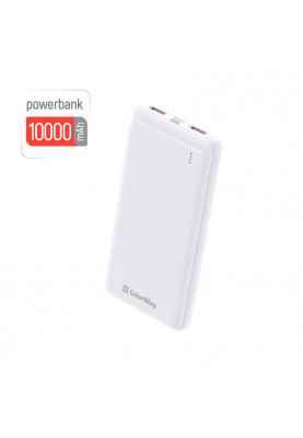 Універсальна мобільна батарея ColorWay Slim 10000mAh White (CW-PB100LPF2WT)