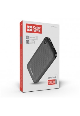 Універсальна мобільна батарея ColorWay Slim, LCD 10000mAh Black (CW-PB100LPH2BK-D)