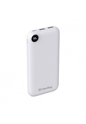 Універсальна мобільна батарея ColorWay Slim, LCD 10000mAh White (CW-PB100LPH2WT-D)