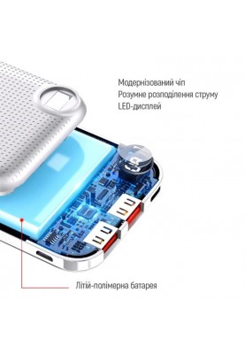 Універсальна мобільна батарея ColorWay Slim, LCD 10000mAh White (CW-PB100LPH2WT-D)