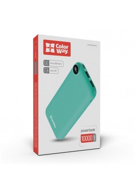 Універсальна мобільна батарея ColorWay Slim, LCD 10000mAh Green (CW-PB100LPH2GR-D)