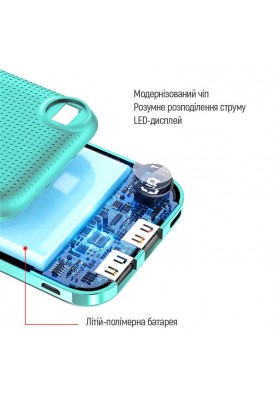 Універсальна мобільна батарея ColorWay Slim, LCD 10000mAh Green (CW-PB100LPH2GR-D)