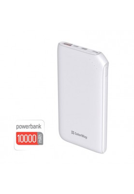 Універсальна мобільна батарея ColorWay Soft Touch 10000mAh White (CW-PB100LPE3WT-PD)