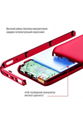 Універсальна мобільна батарея ColorWay Soft Touch 10000mAh Red (CW-PB100LPE3RD-PD)