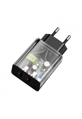 Мережевий зарядний пристрій Baseus Speed Mini Dual U Charger (2USB) 10.5W Black (CCFS-R01)